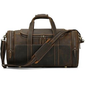 Bolsa de Viaje de Fin de Semana de Nailon de Lujo, Unisex, Gran Capacidad, Cierre de Cremallera, Diseño con Paneles Marrones, Asa Suave - Product Image 1