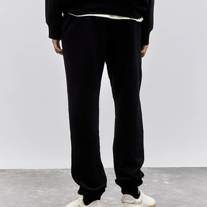 Pantalon de jogging décontracté pour homme en toile noire légère et de haute qualité, coupe oversize, séchage rapide, taille élastique, bas de pantalon côtelé - Product Image 4