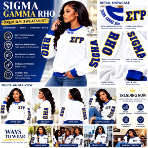 เสื้อผ้าสตรีแบบกรีก เสื้อสเวตเชิ้ต Sigma Gamma Rho Sorority คอกลม แขนยาว ผ้าฝ้ายถัก แห้งเร็ว ระบายอากาศได้ดี - Product Image 5