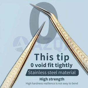 Ensemble de pinces à extensions de cils en acier inoxydable or et bleu dégradé avec pointes de précision pour les artistes en extensions de cils - Product Image 4
