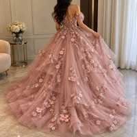 Robe de bal de princesse de luxe rose à paillettes et appliques en cristal, brodée, pour femme, idéale pour Quinceañera et réception de mariage, taille naturelle