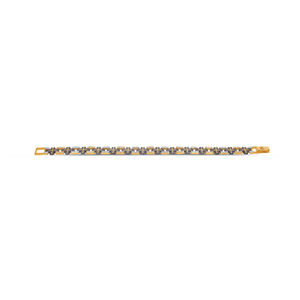 Bracelet élégant bicolore en or jaune 9 carats pour hommes et femmes, design à maillons en forme de croix répétitifs, embellissements de style diamant, 12,7 g - Product Image 2