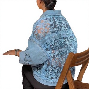 Nouvelle Arrivée Printemps Veste en Jean Florale Vintage pour Femme Coupe Ample Décontractée Tendance Dentelle pour Vente en Gros - Product Image 3