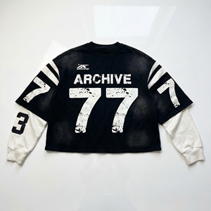 Sudadera Corta Archive 77 |   Jersey de Manga Larga con Efecto Desgastado |   Camiseta Oversize Estilo Urbano Vintage |   Fabricante OEM Personalizado - Product Image 1