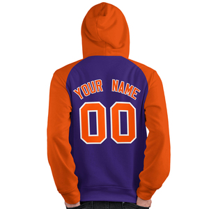 Sudadera con Capucha Raglán Morada y Naranja para Hombre, Personalizada con Nombre y Número, Impresión por Sublimación, Bolsillo Delantero, Estilo Casual, Corte Regular, para Otoño - Product Image 3