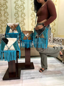 Bolso con flecos de cuero de piel de estilo occidental para mujer, bolso de cuero tallado con herramientas turquesa, bolsos de cuero de estilo bohemio - Product Image 4