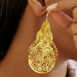 Pendientes Finos con Textura de Filigrana PRAO, Resistentes al Deslustre - Product Image 1