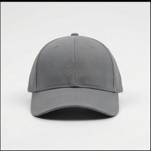 Gorra de Béisbol Gris de 6 Paneles con Logotipo Bordado en el Panel Frontal, Ajustable, Unisex, Informal, de Sarga - Product Image 1