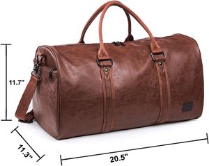 Bolsa de Viaje de Cuero Marrón para Hombre, Bolsa de Fin de Semana de Gran Capacidad con Cierre de Cremallera y Asa Suave - Product Image 5