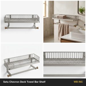 Handmade SS202 45 cm Brushed Steel Bath <b>Shelf</b> with Towel <b>Bar</b> Set Chevron Deck Towel <b>Bar</b> <b>Shelf</b> for Home Decor Hotels Weddings - Product Image 6