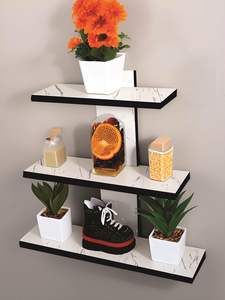 Estante de Pared de Madera Moderno y Atractivo, Artículos de Decoración para el Hogar, Acabado Brillante, Juego de 1, Blanco - Product Image 2