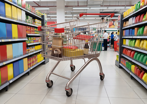 Carritos de compras ecológicos y resistentes al óxido de 60L - 180L, fabricados en Vietnam por One Tech, con revestimiento de polvo en malla, en azul y rojo. - Product Image 3