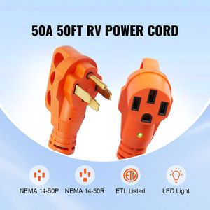 Cavo di prolunga per camper da 15 metri - 50 Ampere per impieghi gravosi - Con connettori NEMA 14-50R e 14-50P - Indicatore LED - Cavo di alimentazione STW per camper - Product Image 2