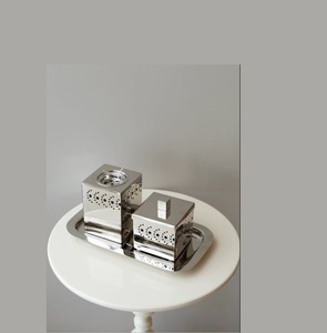 Juego de quemadores de incienso de acero inoxidable plateado de primera calidad con diseño de cubos tradicionales para decoración aromática del hogar y fragancia para regalo - Product Image 3