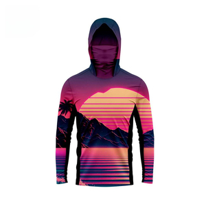 Custom High Quality Men's Camouflage Long Sleeve Hooded Fishing Shirt UPF 50 Anti-Uv Quick Dry Pullover - Product Image 4