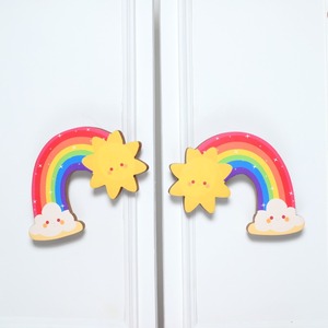 Poignée de porte en bois pour enfants, poignées de meuble en bois durables de haute qualité, motif arc-en-ciel, pour armoire et commode, installation facile - Product Image 4