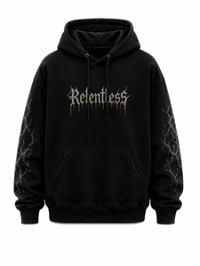 เสื้อฮู้ดพิมพ์ลายโกธิคแบบเต็มตัวสำหรับผู้ชาย ทรงโอเวอร์ไซส์ สีดำ ผ้าฝ้ายเฟรนช์เทอร์รี่ ดีไซน์กระเป๋าเสื้อ เหมาะสำหรับใส่ในฤดูใบไม้ร่วง - Product Image 1