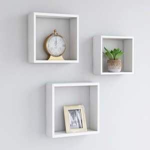 Ensemble de 3 petites étagères murales en MDF blanc pour l'affichage - Product Image 1