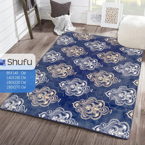 Tapis en polyester moderne abstrait fabriqué à la machine pour les chambres à coucher, antidérapant avec des bords épais - Product Image 3