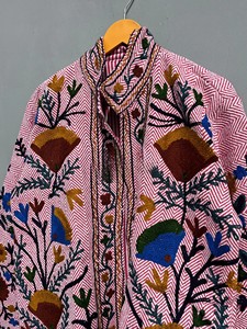 Handcrafted Indian Traditional Suzani Embroidery Cotton Jacket Vintage Kantha <b>Quilted</b> Short Coat Handmade Outerwear - Product Image 4