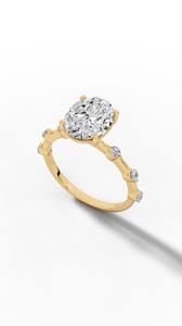 Anillo Premium Ovalado con Halo Oculto y Diamante Solitario de Corte Ovalado y Redondo Cultivado en Laboratorio, Oro de 14K, Proveedor Mayorista de Joyería Fina OEM - Product Image 5