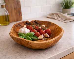 Bol à collation en bois naturel de qualité alimentaire, poli à la main, rond, pour servir des noix, des bonbons, des desserts et comme vaisselle, décoration de cuisine - Product Image 6