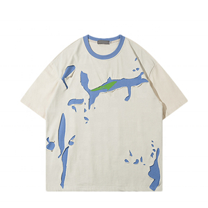 Camisetas de Hombre al por Mayor, Estilo Vintage, Lavado Ácido, Personalizadas, de Alta Calidad, Lisas, para Streetwear, con Bordado Desgastado Personalizado - Product Image 1