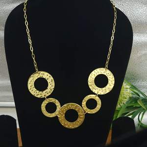 Brass Open Circle <b>Necklace</b>, Hammered <b>Ring</b> Statement Bulk Bohemian Geometric <b>Necklace</b>, Custom OEM Fashion Jewelry - Product Image 1