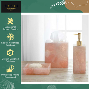 Juego de Baño de Tres Piezas de Cuarzo Rosa Natural de Primera Calidad, Estilo Lujoso, para Compradores al por Mayor - Product Image 4