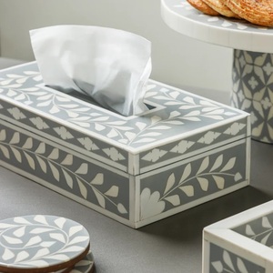 Custom Handmade Bone Inlay Tissue Box Jewelry Organizer Decorative Home Accent - Product Image 1