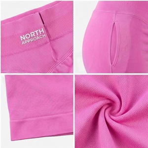 Shorts de Yoga North Approach de Cintura Alta con Efecto Push-Up, Color Rosa Sólido, Ropa Deportiva sin Costuras para Mujer - Product Image 4