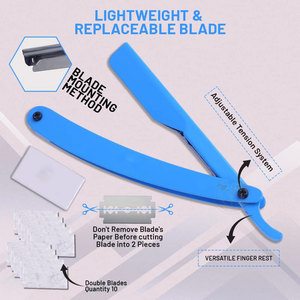 Navaja de afeitar plegable Barber Edge con mango de plástico y soporte para navaja desechable - Product Image 3
