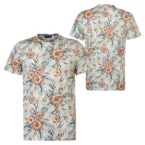T-shirt à manches courtes pour homme, imprimé floral, col rond, coupe classique, décontracté, respirant, en coton tricoté - Product Image 6