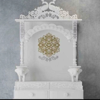 Temple en marbre blanc Makrana avec incrustation de pierres semi-précieuses, sculpture artisanale en marbre, travail d'incrustation de marbre artisanal