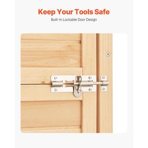 Caseta de Jardín Grande de Madera para Exteriores con Cerradura, Piso Resistente y Almacenamiento Impermeable, Estantes Interiores para Almacenamiento en Exteriores - Product Image 6