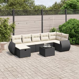 Divano da giardino in Poly Rattan nero con vetro temperato acciaio tessuto elegante mobili da esterno - Product Image 1