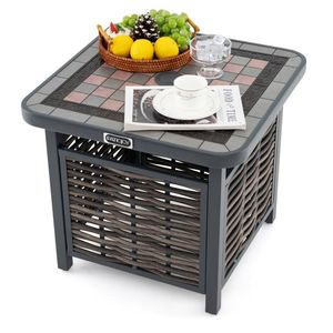 Tavolino Quadrato da Esterno in Rattan PE da 21,5 Pollici con Foro per Ombrellone, Elegante Tavolino Laterale in Rattan PE per Patio o Giardino - Product Image 2