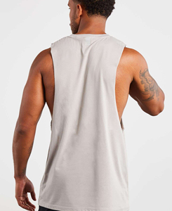 Custom Made Casual Wear Men's <b>Light</b> Grey Breathable Sleeveless Tank Tops Crew <b>Neck</b> Solid Knitted Polyester Fabric 180g XL Size - Product Image 2