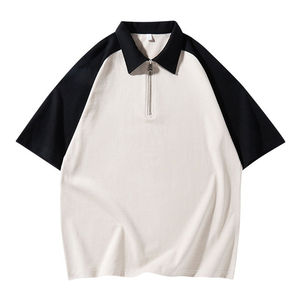 Chemise décontractée pour homme à col montant et fermeture éclair quart de tour, 100 % coton tricoté, anti-plis, avec logo personnalisé imprimé - Product Image 2