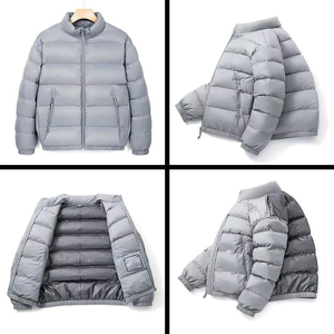 Veste d'hiver chaude matelassée en gros pour homme, coupe régulière, couleur unie, en polyester, avec fermeture éclair, pour l'extérieur - Product Image 6