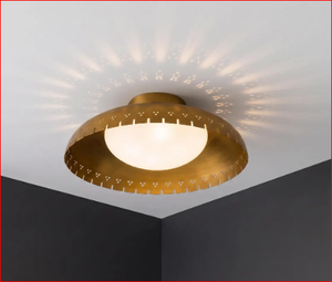 โคมไฟเพดานแบบฝังทรงกลมทองเหลืองแบบมีรูพรุน สไตล์โมเดิร์นกลางศตวรรษ - Product Image 3