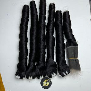 ผมลอนเด้งแบบเป็นมัด 100% ผมแท้ สีดำธรรมชาติ สำหรับถักเปีย นุ่มเด้ง แบบดับเบิ้ลดรอน - Product Image 2