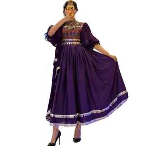 เดรสปักลายสีพื้นแบบใหม่สำหรับผู้หญิง ราคาขายส่ง งานแฮนด์เมดแท้สไตล์อัฟกานิสถาน แขนยาว สำหรับผู้ใหญ่ - Product Image 1