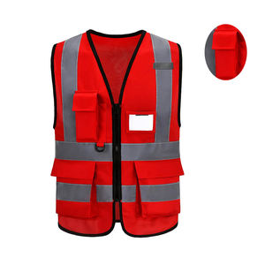 Gilet de sécurité rouge haute visibilité personnalisé en coton, respirant, imperméable, ignifuge, anti-UV, indéchirable, grande taille pour homme - Product Image 6