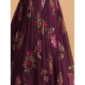 Combinaison de fête incroyable Lehenga Choli en organza violet imprimé floral - Product Image 1