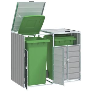 Gray Steel <b>Wheelie</b> <b>Bin</b> <b>Storage</b> for Double <b>Bins</b> 56.7\"x31.9\"x44.5\" Sheds & <b>Storage</b> - Product Image 1