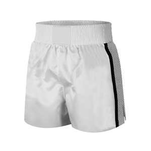 Shorts blancs respirants pour hommes avec bande latérale noire, taille élastique, décontractés, en polyester tissé - Product Image 1