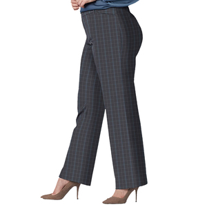 Pantalones de Vestir a Cuadros Grises de Cintura Alta para Mujer, Talla Grande, Pantalones de Oficina, Pierna Recta, Formales, Casuales de Negocios, Estampados, con Logotipo Personalizado - Product Image 4