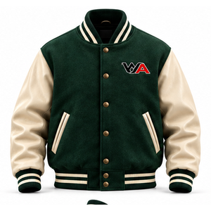 Blouson universitaire homme en mélange de laine très demandé, manches en cuir PU crème, manteau thermique épais style Letterman, vêtement d'hiver OEM - Product Image 1