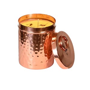 Vente en gros de bougies parfumées écologiques en métal martelé doré, faites à la main, avec couvercle décoratif, porte-bougie de luxe, décoration de Pâques pour la maison - Product Image 2